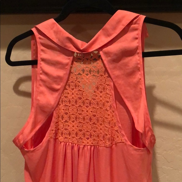Bar III XL Coral (semi open back)Tank Dress w/Lace - Picture 3 of 3